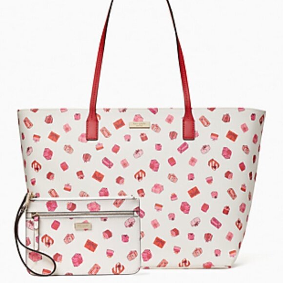 NWT!  kate spade Shore Street Margareta Pink GIFTS/ Presents Motif Tote - Picture 1 of 13